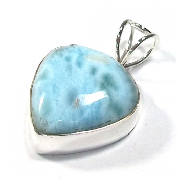 Silver blue larimar tear drop stone pendant